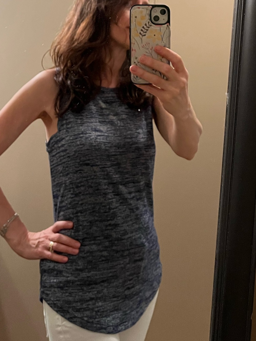 Gap Sleeveless Heathered Navy Tank Top